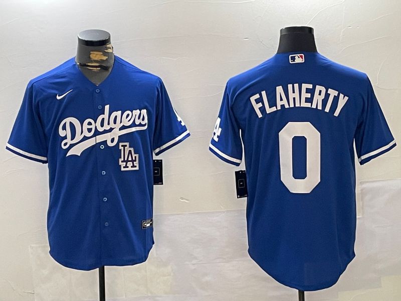 Men Los Angeles Dodgers #0 Flaherty Blue Game 2024 Nike MLB Jersey style 11205